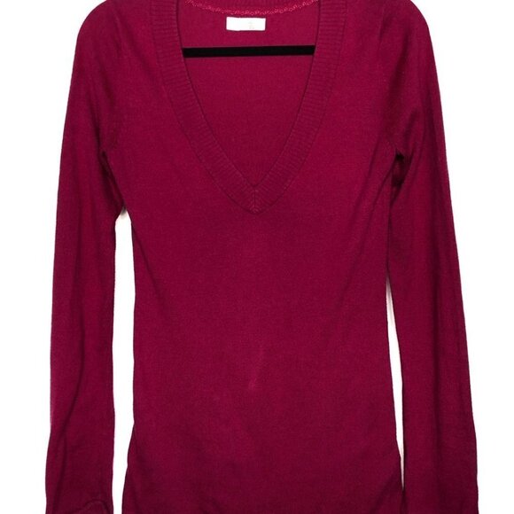 OLD NAVY V-neck Fuchsia Pink Deep-V Perfect Fit Long Sleeve Sweater SIZE SMALL - Picture 4 of 13
